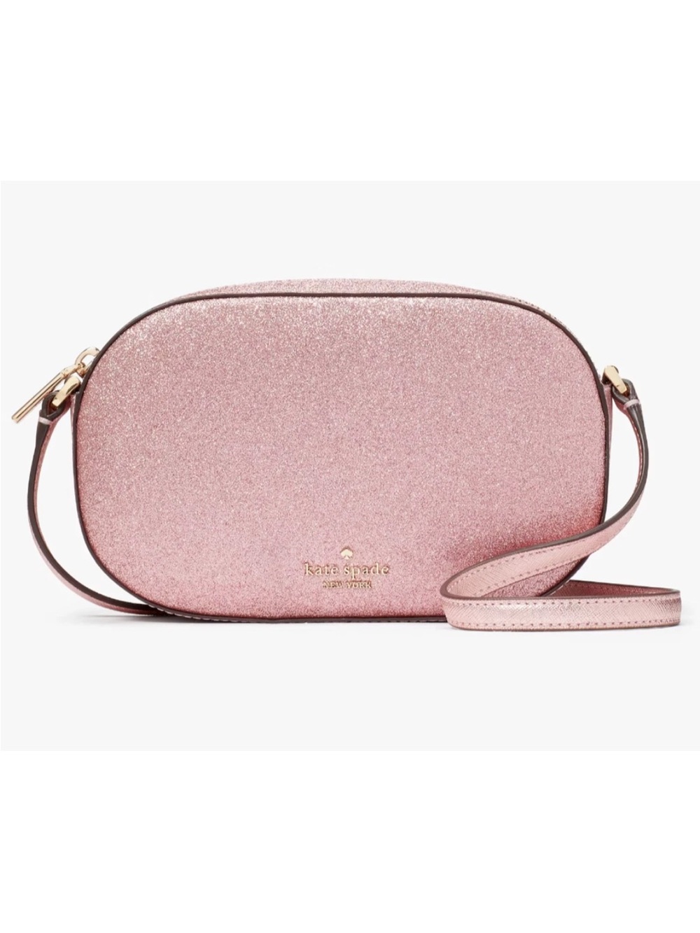 Kate Spade New York Pink Glimmer Glittered Oval Camera Bag